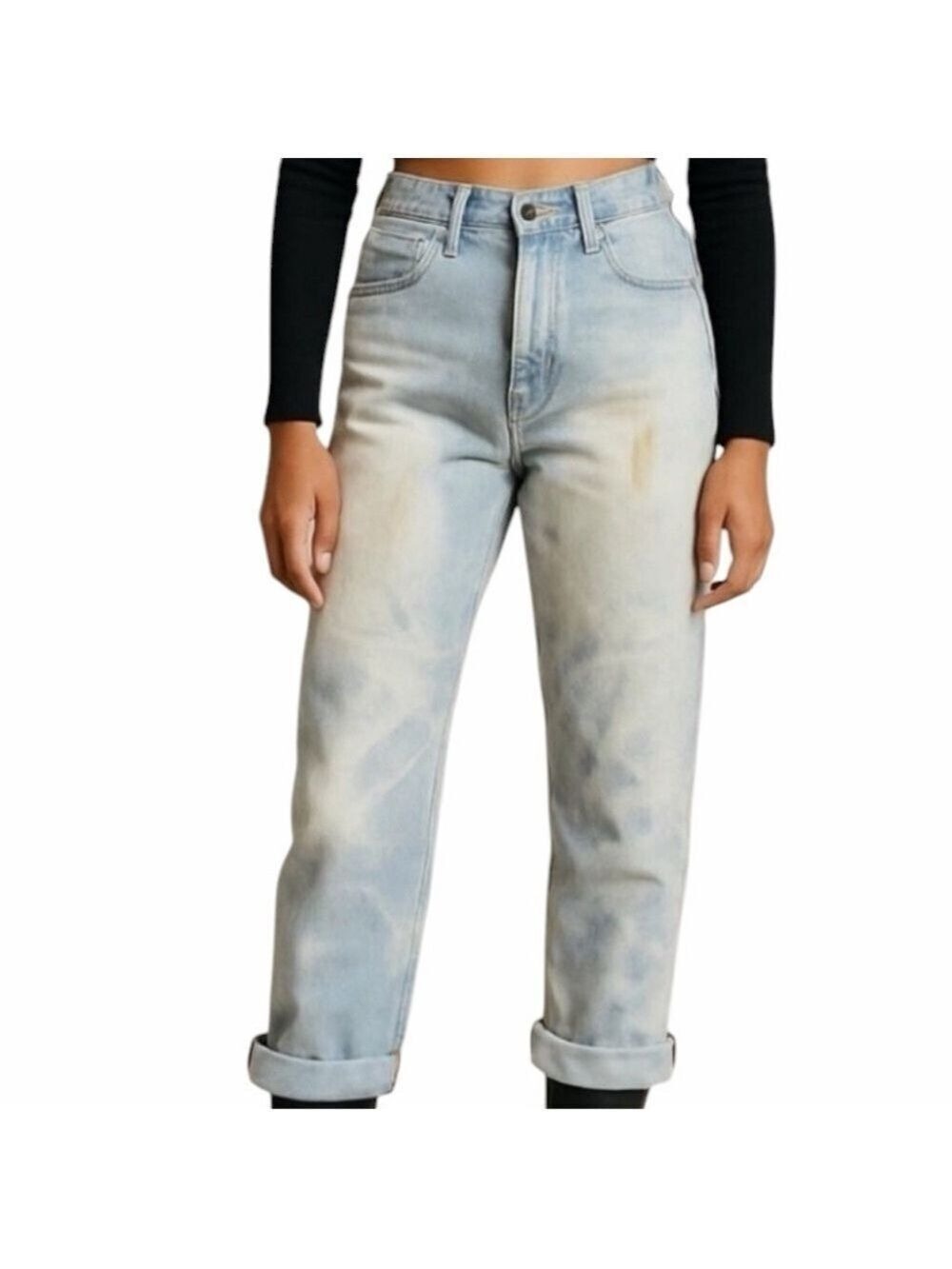 D’OGIE Bleached Dirty Wash Distressed Straight Leg Jeans France Italy Vintage 32